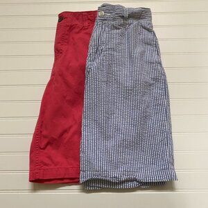 J. Khaki Red and Blue & White Seersucker Shorts Boys 16